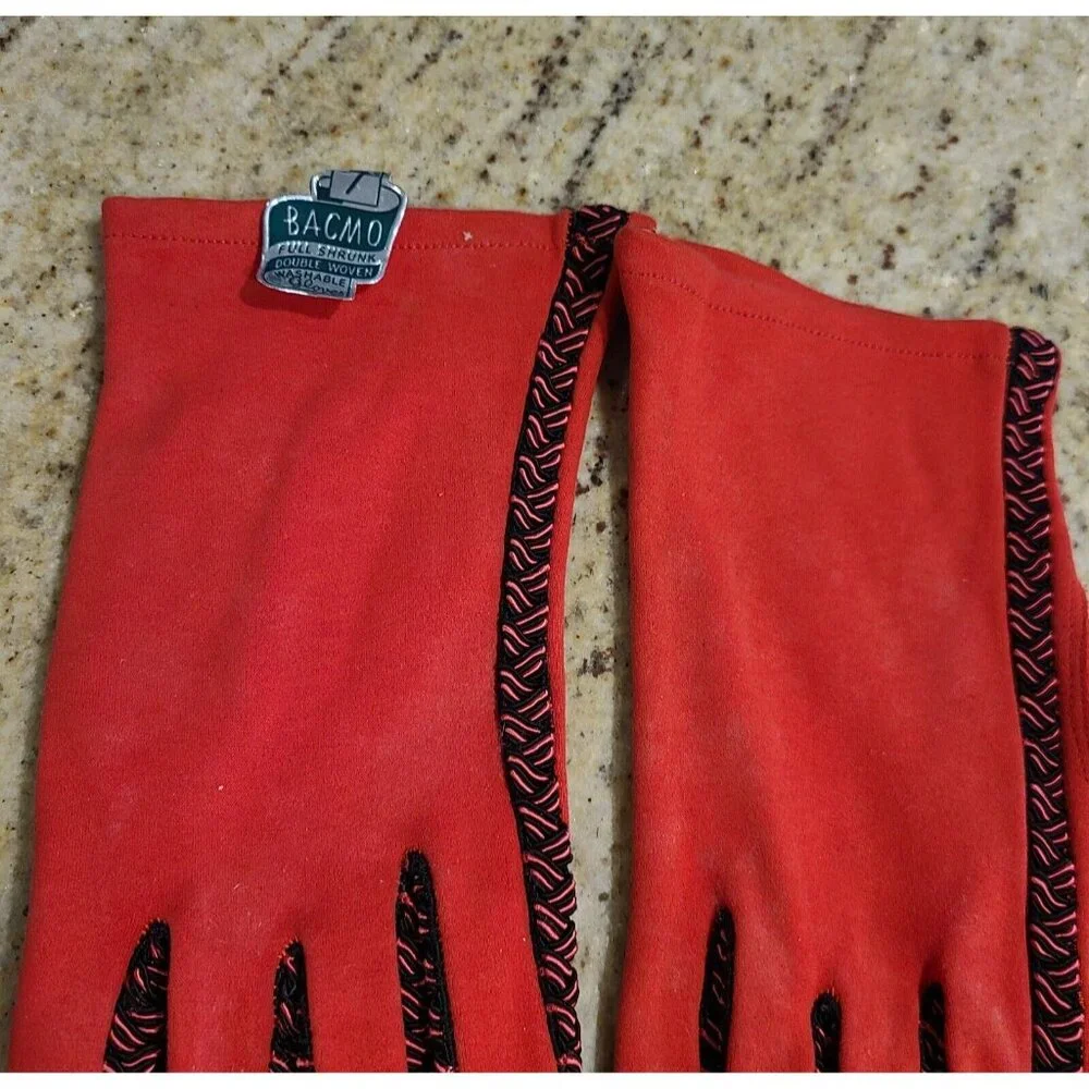 New! Vintage Size M 7 Red Black Stretch Formal 8.5